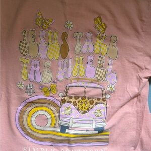 Simply Southern Coral Tee Jesus take the wheel